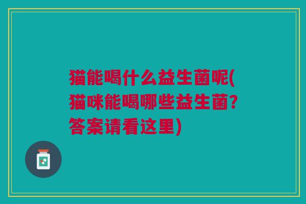 猫能喝什么益生菌呢(猫咪能喝哪些益生菌?答案请看这里)