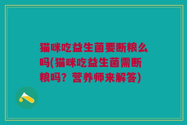 猫咪吃益生菌要断粮么吗(猫咪吃益生菌需断粮吗?营养师来解答)
