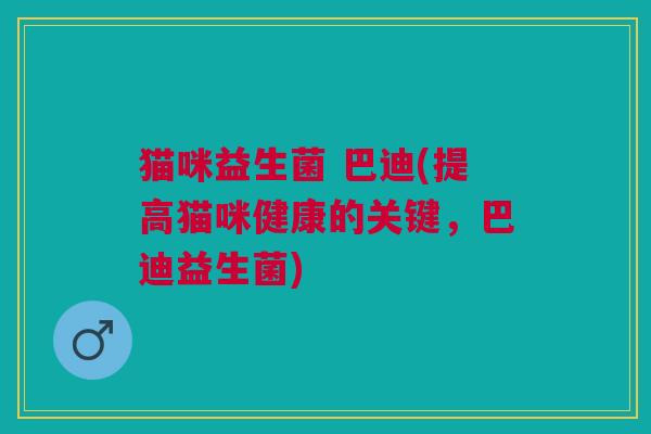 猫咪益生菌 巴迪(提高猫咪健康的关键,巴迪益生菌)