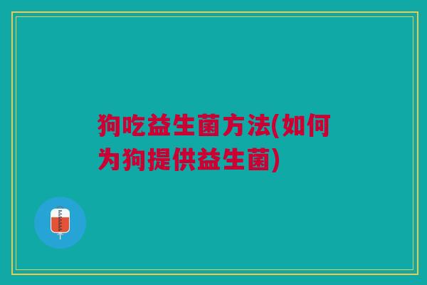 狗吃益生菌方法(如何为狗提供益生菌)