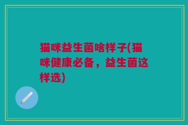 猫咪益生菌啥样子(猫咪健康必备,益生菌这样选)