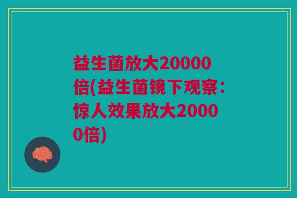 益生菌放大20000倍(益生菌镜下观察:惊人效果放大20000倍) 益生菌放大20000倍(益生菌镜下观察:惊人效果放大20000倍)
