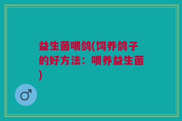 益生菌喂鸽(饲养鸽子的好方法:喂养益生菌)