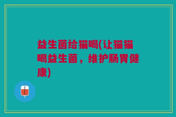 益生菌给猫喝(让猫猫喝益生菌，维护肠胃健康)