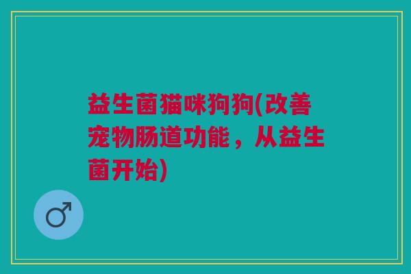 益生菌猫咪狗狗(改善宠物肠道功能,从益生菌开始) 益生菌猫咪狗狗(改善宠物肠道功能,从益生菌开始)