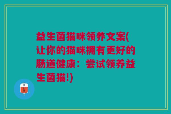 益生菌猫咪领养文案(让你的猫咪拥有更好的肠道健康:尝试领养益生菌猫!) 益生菌猫咪领养文案(让你的猫咪拥有更好的肠道健康:尝试领养益生菌猫!)