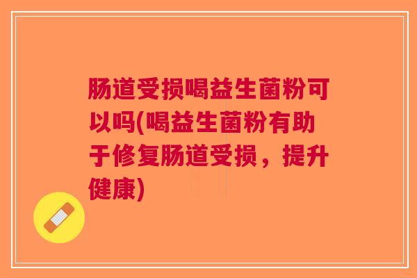 肠道受损喝益生菌粉可以吗(喝益生菌粉有助于修复肠道受损,提升健康)