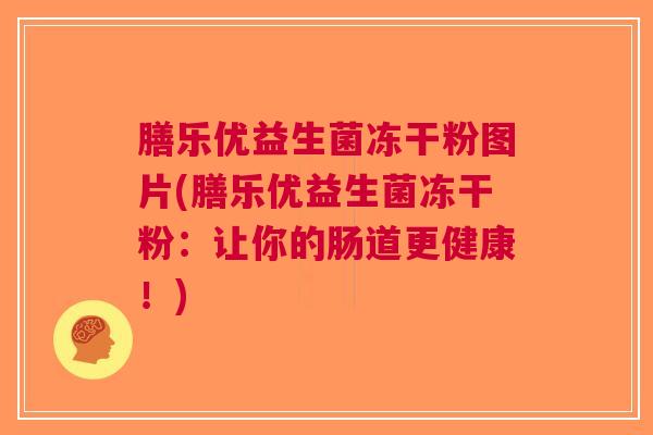 膳乐优益生菌冻干粉图片(膳乐优益生菌冻干粉：让你的肠道更健康！)
