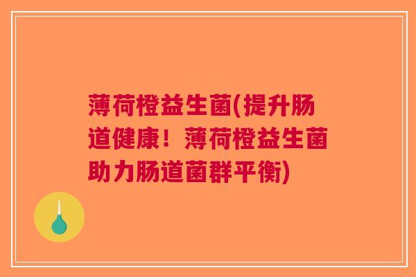 薄荷橙益生菌(提升肠道健康!薄荷橙益生菌助力肠道菌群平衡)