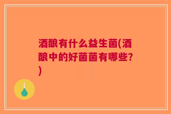 酒酿有什么益生菌(酒酿中的好菌菌有哪些?) 酒酿有什么益生菌(酒酿中的好菌菌有哪些?)