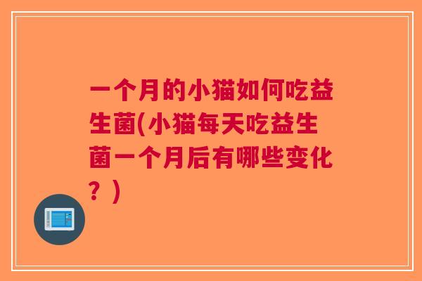 一个月的小猫如何吃益生菌(小猫每天吃益生菌一个月后有哪些变化?) 一个月的小猫如何吃益生菌(小猫每天吃益生菌一个月后有哪些变化?)