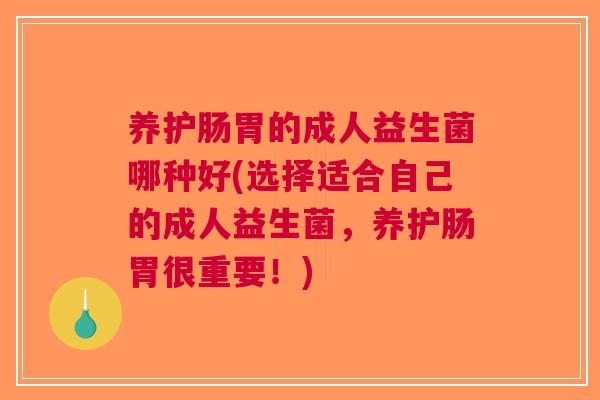 养护肠胃的成人益生菌哪种好(选择适合自己的成人益生菌,养护肠胃很重要!)