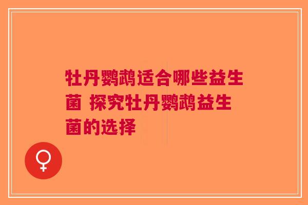 牡丹鹦鹉适合哪些益生菌 探究牡丹鹦鹉益生菌的选择