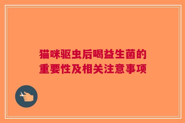 猫咪驱虫后喝益生菌的重要性及相关注意事项
