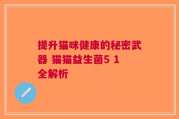 提升猫咪健康的秘密武器 猫猫益生菌5 1全解析