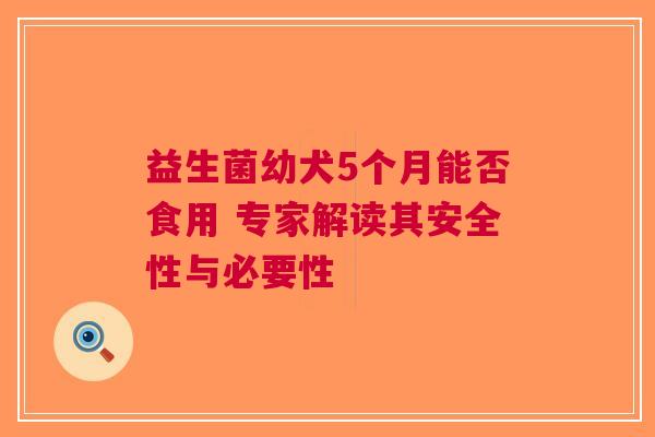 益生菌幼犬5个月能否食用 专家解读其安全性与必要性