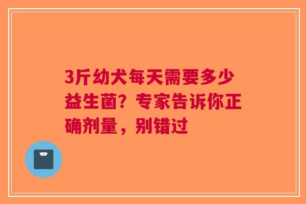 3斤幼犬每天需要多少益生菌？专家告诉你正确剂量，别错过