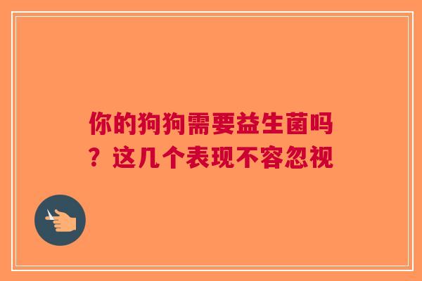 你的狗狗需要益生菌吗？这几个表现不容忽视