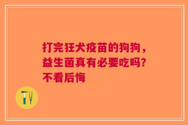 打完狂犬疫苗的狗狗，益生菌真有必要吃吗？不看后悔