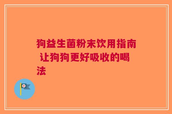 狗益生菌粉末饮用指南 让狗狗更好吸收的喝法