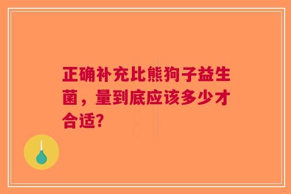 正确补充比熊狗子益生菌，量到底应该多少才合适？