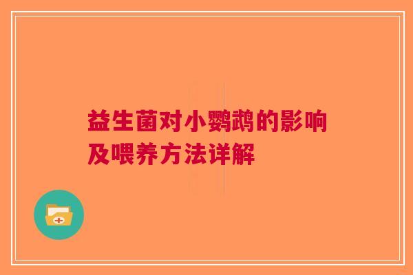 益生菌对小鹦鹉的影响及喂养方法详解