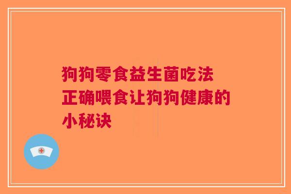 狗狗零食益生菌吃法 正确喂食让狗狗健康的小秘诀