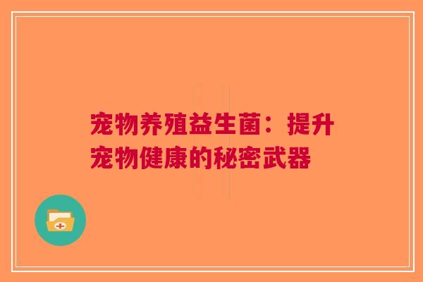 宠物养殖益生菌：提升宠物健康的秘密武器