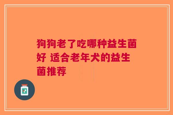 狗狗老了吃哪种益生菌好 适合老年犬的益生菌推荐